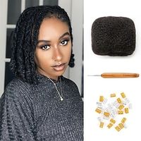 1 PACK Afro Kinkys Bulk Human Hair for Dreadlock Extensions 8 Inches 30 Gram Natural Black Loc Repair Afro Kinky Braiding Human Hair for Locs Lightinthebox - thumbnail