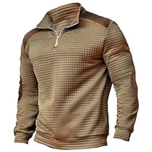 Men's Sweatshirt Quarter Zip Sweatshirt Brown Half Zip Plain Sports  Outdoor Daily Holiday Streetwear Basic Casual Spring   Fall Clothing Apparel Hoodies Sweatshirts  miniinthebox