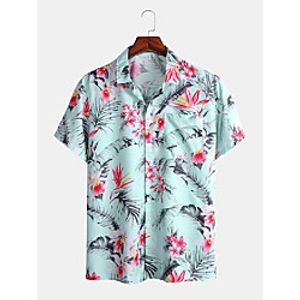 mens holiday multi tropical plant floral print hawaii short sleeve shirts Lightinthebox