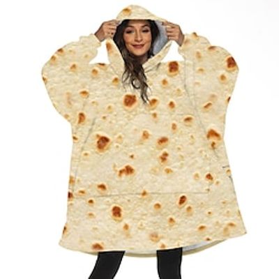 Women's Couple's Pajamas Nightgown Hoddie Blanket Wearable Blanket Animal Dog Comfort Oversized Plush Home Bed Fleece Warm Hoodie Long Sleeve Pocket Fall Winter Black Blue  Flannel Lightinthebox