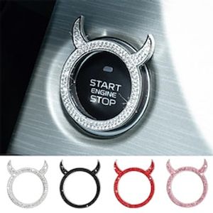 1pc Car One Button Start Decorative Ring Little Demon Horn Car Interior Decoration Best Seller Auto Stickers Gifts For Your Family Friends miniinthebox