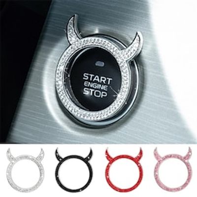 1pc Car One Button Start Decorative Ring Little Demon Horn Car Interior Decoration Best Seller Auto Stickers Gifts For Your Family Friends miniinthebox