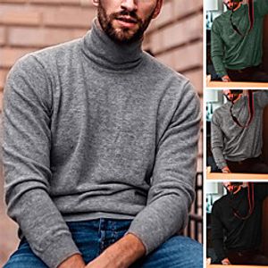 Men's Tee T shirt Shirt Solid Color Long Sleeve Casual Tops Cotton Casual Fashion Comfortable Gray Green Black miniinthebox
