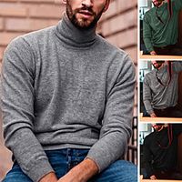 Men's Tee T shirt Shirt Solid Color Long Sleeve Casual Tops Cotton Casual Fashion Comfortable Gray Green Black miniinthebox - thumbnail