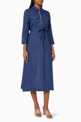 Sangria Denim Dress in Crepe Sangria Denim Dress in Crepe