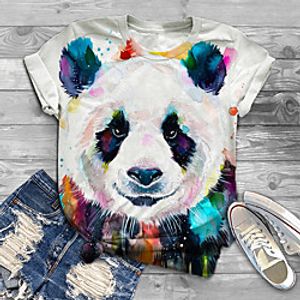 Women's Plus Size Tops T shirt Graphic Panda Animal Print Short Sleeve Crewneck Basic White Big Size XL XXL 3XL 4XL 5XL Lightinthebox
