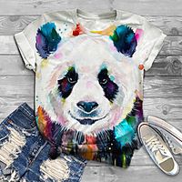 Women's Plus Size Tops T shirt Graphic Panda Animal Print Short Sleeve Crewneck Basic White Big Size XL XXL 3XL 4XL 5XL Lightinthebox - thumbnail