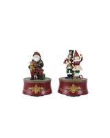 Kaemingk Decoris Music Box Polyresin Round Santa Nutcracker with Puppet Assorted 1 Piece