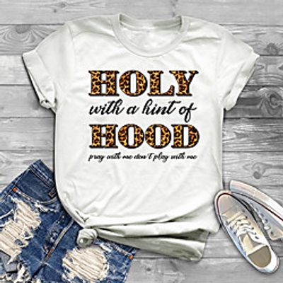 Women's Plus Size Tops T shirt Graphic Letter Print Short Sleeve Crewneck Streetwear Halloween Fall Winter khaki White Big Size XL XXL 3XL 4XL 5XL miniinthebox