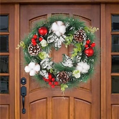 Christmas Wreath Door Hanging Simulation Pine Nut Holiday Wreath Decoration Supplies Lightinthebox