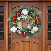 Christmas Wreath Door Hanging Simulation Pine Nut Holiday Wreath Decoration Supplies Lightinthebox - thumbnail