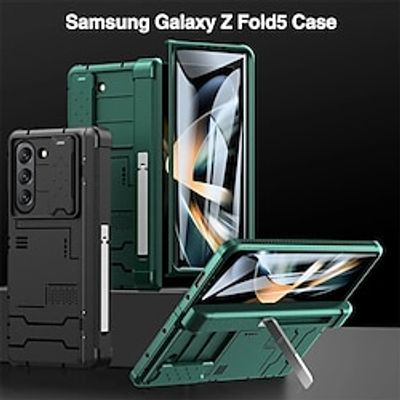 Phone Case For Samsung Galaxy Z Fold 5 With Magsafe with Stand Holder Full Body Protective Matte Frosted Solid Color PC miniinthebox
