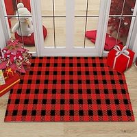 Christmas Buffalo Door Mat Red Black Checkered Pattern Floor Mat Carpet Living Room Carpet Bedroom Sofa Decorative Children's Game Anti-skid miniinthebox - thumbnail