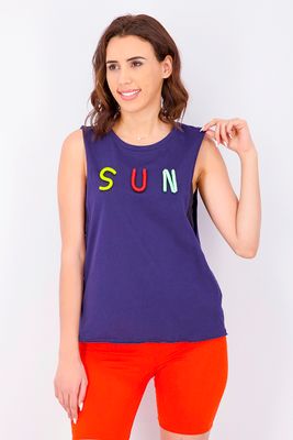 Womens Sleeveless Tank Top Navy Womens Sleeveless Tank Top Navy