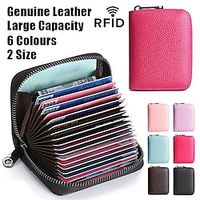Men's Women's Wallet Credit Card Holder Wallet Leather Shopping Daily Holiday Zipper Large Capacity Waterproof Lightweight Solid Color Black Pink Light Purple Lightinthebox - thumbnail