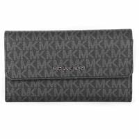 Michael Kors Jet Set Travel Leather Large Trifold Wallet Clutch Black - 81991