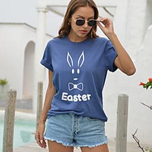 Women's T shirt Text Print Round Neck Tops Cotton Basic Basic Top Black Purple Army Green Lightinthebox