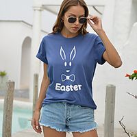 Women's T shirt Text Print Round Neck Tops Cotton Basic Basic Top Black Purple Army Green Lightinthebox - thumbnail