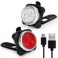 Bike Light USB 500mAh Rechargeable LED Bicycle Lights Front and Rear Lights for Night Riding, IP66 Waterproof Bike Headlight Taillight, 4 Light Mode Options 1pc Lightinthebox