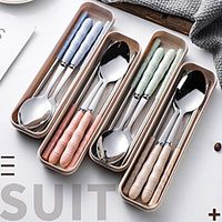 4 PCS Set Stainless Steel Portable Tableware Cutlery Set Fork Spoon Chopsticks with Box Outdoor Travel Lightinthebox - thumbnail