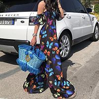 Women's Casual Streetwear Street Daily High Waist Black Jumpsuit Animal Backless Print miniinthebox - thumbnail