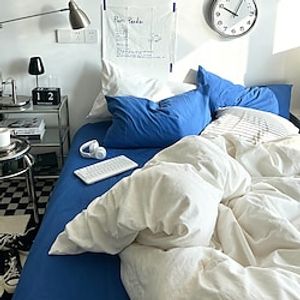 Solid Color Washing Sanding Duvet Cover Set Bedding Set Luxury Soft Microfiber Comforter Cover Queen Size 4 Piece Bedding Set 1 Duvet Cover 1 Bed Sheet 2 Pillowcases) coverlet Lightinthebox
