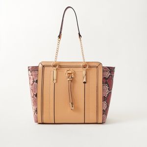 Tia Croc Embossed Shopper Bag with Shoulder Straps