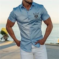 Men's Shirt Hot Stamping Graphic Patterned Weapon Turndown Street Casual Button-Down Print Short Sleeve Tops Designer Casual Fashion Big and Tall Blue  Summer Lightinthebox - thumbnail
