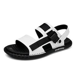 Men's Sandals Casual Beach Outdoor Daily PU Breathable Comfortable Loafer Black White Gray Summer Lightinthebox