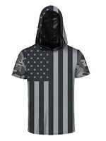 Hooded US Flag Printed Men Short Sleeve T-Shirt - thumbnail