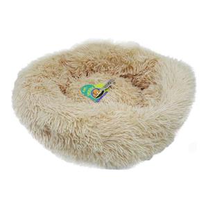Nutrapet Grizzly Velor Plush Round Pet Bed Light Beige Large - 71 x 20 cm