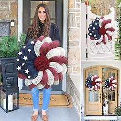 Independence Day Patriotic Wreath with American Flag, Red White Blue Stars Decoration - Red-Headed Floral Door Hanger For Memorial Day/The Fourth of July Lightinthebox