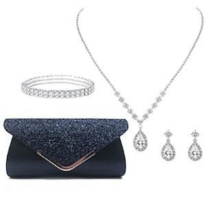 Women's Handheld Bag Water Diamond Jewelry Set Sparkling Necklace Earrings Bracelet 4 Set Wedding Clutchpursesb Lightinthebox