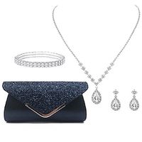 Women's Handheld Bag Water Diamond Jewelry Set Sparkling Necklace Earrings Bracelet 4 Set Wedding Clutchpursesb Lightinthebox - thumbnail