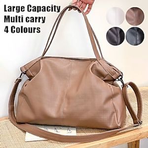 Women's Crossbody Bag Tote Shoulder Bag Hobo Bag PU Leather Outdoor Shopping Daily Zipper Large Capacity Waterproof Durable Solid Color Coffee color Black White Lightinthebox