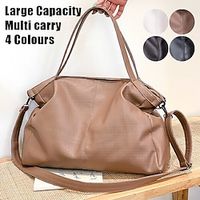 Women's Crossbody Bag Tote Shoulder Bag Hobo Bag PU Leather Outdoor Shopping Daily Zipper Large Capacity Waterproof Durable Solid Color Coffee color Black White Lightinthebox - thumbnail