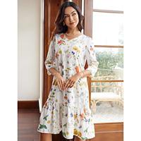 Women's Ruffle Print V Neck Midi Dress 3/4 Length Sleeve Summer Spring Lightinthebox