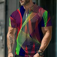 Graphic Prints Geometry Men's Casual Print Polo Shirt Zip Polo Outdoor Casual Athleisure Polyester Turndown Polo Shirts Blue Gray Summer Spring S M L Lapel Polo Lightinthebox