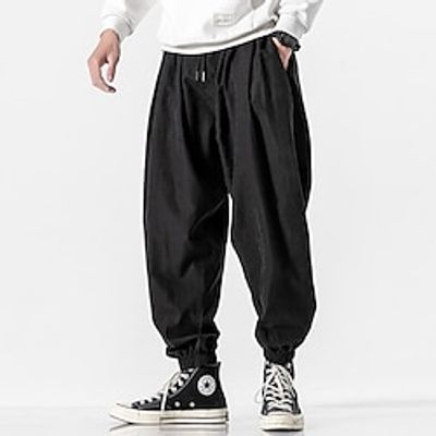Men's Sweatpants Joggers Corduroy Pants Carrot Pants Pocket Drawstring Elastic Waist Plain Comfort Breathable Outdoor Daily Going out Fashion Casual Gray Green Black miniinthebox
