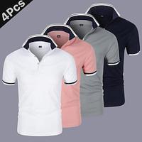 Multi Packs 4pcs Men's Lapel Short Sleeves WhitePinkGrayBlack Button Up Polos Golf Shirt Golf Polo Patchwork Color Block Daily Wear Vacation Polyester Spring Summer Lightinthebox