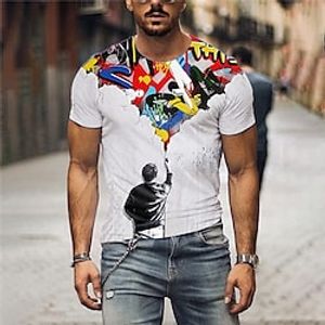 Men's Unisex T shirt Tee Cartoon Graphic Prints Crew Neck White 3D Print Outdoor Street Short Sleeve Print Clothing Apparel Sports Designer Casual Big and Tall  Summer  Summer Lightinthebox