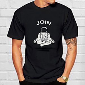 Men's Tee T shirt Hot Stamping Graphic Prints Astronaut Print Short Sleeve Casual Tops 100% Cotton Basic Designer Big and Tall Black Lightinthebox