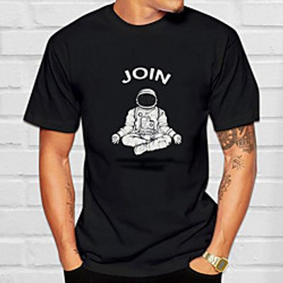 Men's Tee T shirt Hot Stamping Graphic Prints Astronaut Print Short Sleeve Casual Tops 100% Cotton Basic Designer Big and Tall Black Lightinthebox