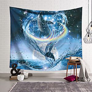 Wall Tapestry Art Decor Blanket Curtain Hanging Home Bedroom Living Room Decoration Polyester Dolphin Leaping Into a Rainbow Water Ring miniinthebox