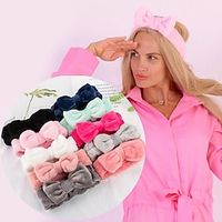Hot Pink Headbands for Women Hydrotherapy Headband Doll Bow Hairband Soft Coral Velvet Headband For Shower Face Wash Lightinthebox - thumbnail