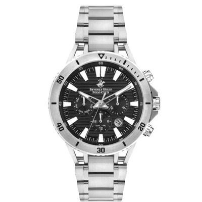 Beverly Hills Polo Club Men's Multi Function Display Watch & Metal Strap, Silver - BP3401X.350