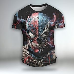 Graphic Skull Angel  Devil Clown Skulls Daily Designer Gothic Men's 3D Print Party Casual Holiday T shirt Red Blue Purple Short Sleeve Crew Neck Shirt Spring  Summer Clothing Apparel Normal S M L Lightinthebox