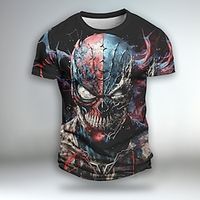 Graphic Skull Angel  Devil Clown Skulls Daily Designer Gothic Men's 3D Print Party Casual Holiday T shirt Red Blue Purple Short Sleeve Crew Neck Shirt Spring  Summer Clothing Apparel Normal S M L Lightinthebox - thumbnail