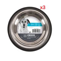 M-pets Crock Stainless Steel Bowl Large (Pack of 3)