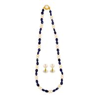 Sri Jagdamba Pearls Sapphire & Pearl Necklace - JPAPR-19-184